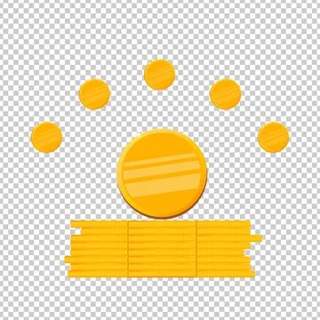 Gold coins stack on transparent background. Gold coins hover in the air Stock Illustration