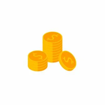 Gold coins stack White Background icon vector isometric. Stock Illustration