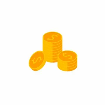 Gold coins stack White Background icon vector isometric. Stock Illustration