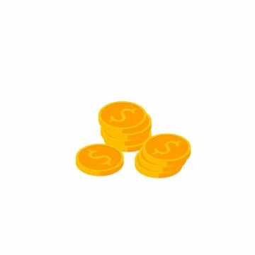 Gold coins stack White Background icon vector isometric. Stock Illustration