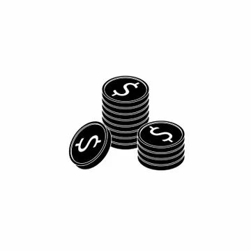 Gold coins stack White Outline icon vector isometric. Illustrazione stock