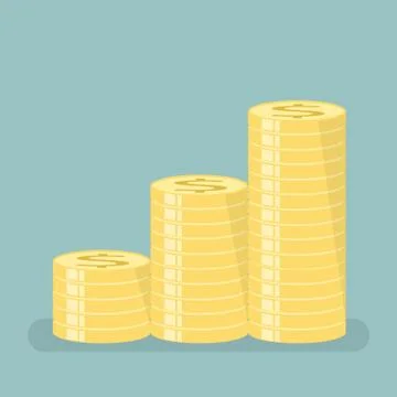 Gold coins with stepped sort Illustrazione stock