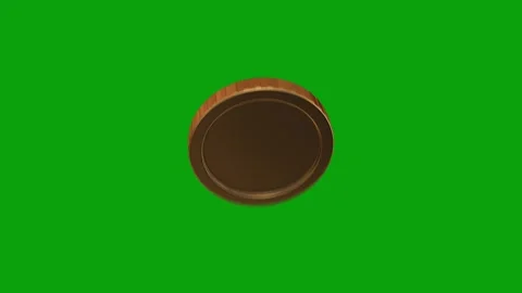 Gold coins symbol falling down - 3D Render. Golden coins falling, green screen Stock Footage 291397608