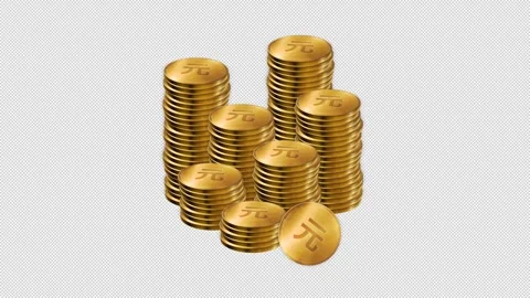 Gold Coins Yuan Stack Stock Footage 328183166