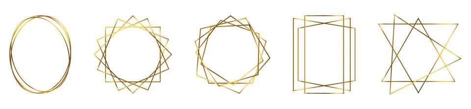 Gold collection of geometric frames Stock Illustration