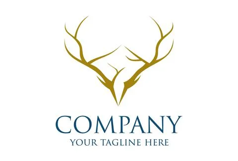 Gold Color Abstract Branch Tree Horn Wildlife Logo Design	 Stock Illustration