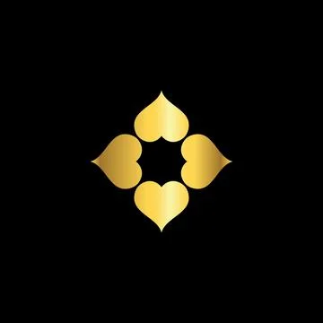 Gold Color Abstract Flower Decoration Mandala Vector Logo Template Stock Illustration