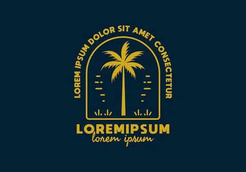 Gold color of coconut tree with lorem ipsum text 스톡 일러스트