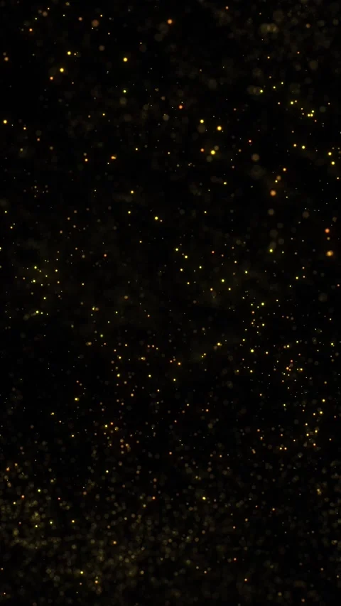 Gold color dots particles seamless looping on black vertical background Video stock 340235969