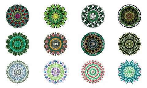 Gold color mandala vector bundle, mandala set イラスト素材