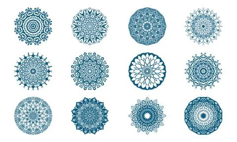 Gold color mandala vector bundle, mandala set Stock Illustration