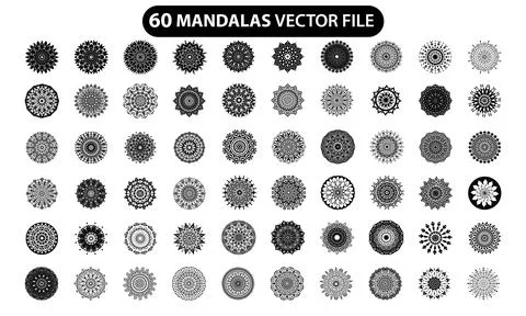 Gold color mandala vector bundle, mandala set Stock Illustration