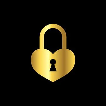 Gold Color Padlock Icon Vector Logo Template Stock Illustration