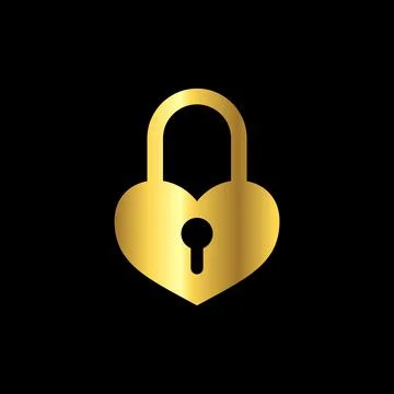 Gold Color Padlock Icon Vector Logo Template Stock Illustration