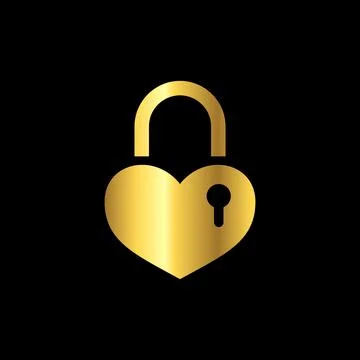 Gold Color Padlock Icon Vector Logo Template Stock Illustration