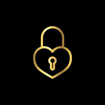 Gold Color Padlock Icon Vector Logo Template Stock Illustration