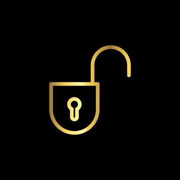 Gold Color Padlock Icon Vector Logo Template Stock Illustration