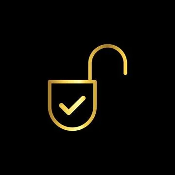 Gold Color Padlock Icon Vector Logo Template Stock Illustration