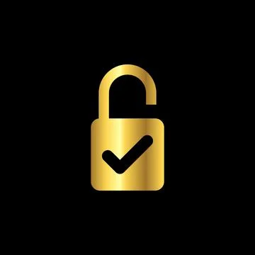 Gold Color Padlock Icon Vector Logo Template Stock Illustration