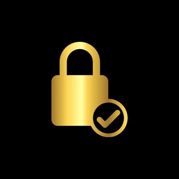 Gold Color Padlock Icon Vector Logo Template Stock Illustration
