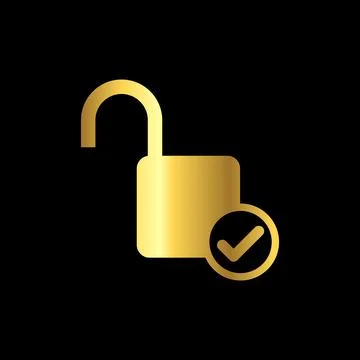 Gold Color Padlock Icon Vector Logo Template Illustrazione stock