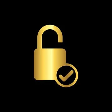Gold Color Padlock Icon Vector Logo Template Stock Illustration