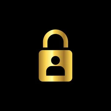 Gold Color Padlock Icon Vector Logo Template Stock Illustration