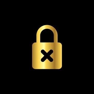 Gold Color Padlock Icon Vector Logo Template Stock Illustration
