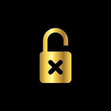 Gold Color Padlock Icon Vector Logo Template Stock Illustration