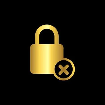 Gold Color Padlock Icon Vector Logo Template Stock Illustration