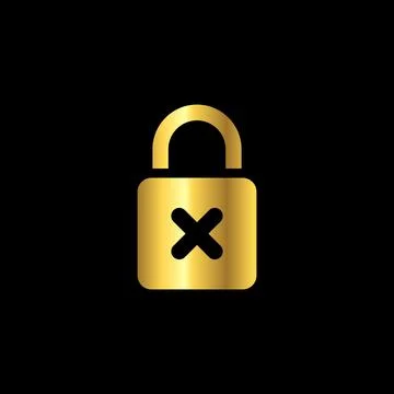 Gold Color Padlock Icon Vector Logo Template イラスト素材