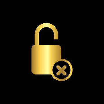 Gold Color Padlock Icon Vector Logo Template Stock Illustration
