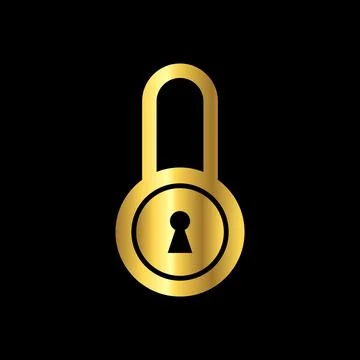 Gold Color Padlock Icon Vector Logo Template Stock-Illustration