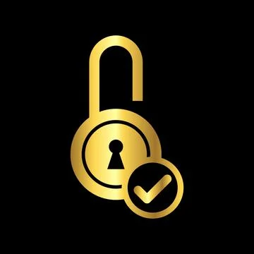 Gold Color Padlock Icon Vector Logo Template Stock Illustration