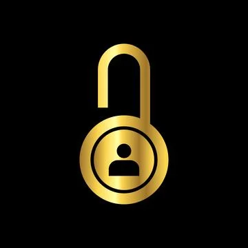 Gold Color Padlock Icon Vector Logo Template Stock Illustration