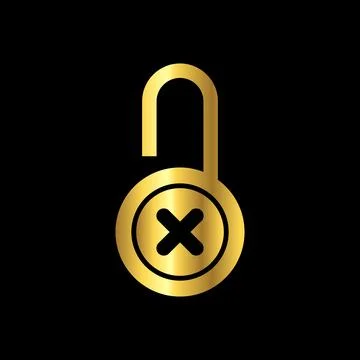 Gold Color Padlock Icon Vector Logo Template Stock-Illustration
