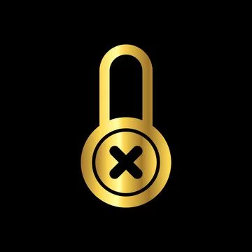 Gold Color Padlock Icon Vector Logo Template 스톡 일러스트