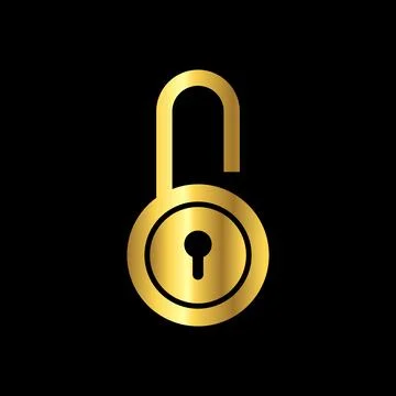 Gold Color Padlock Icon Vector Logo Template Stock Illustration