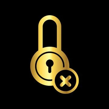 Gold Color Padlock Icon Vector Logo Template Stock Illustration