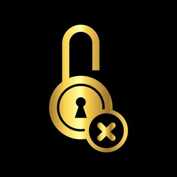 Gold Color Padlock Icon Vector Logo Template Stock Illustration