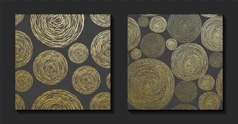 Gold color pattern with circles イラスト素材