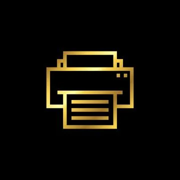 Gold Color Printer Icon Vector Template 库存插图