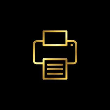 Gold Color Printer Icon Vector Template Stock Illustration