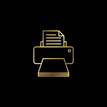 Gold Color Printer Icon Vector Template 스톡 일러스트