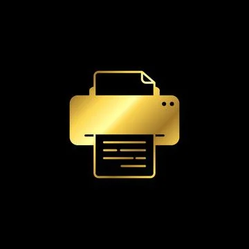 Gold Color Printer Icon Vector Template Stock Illustration