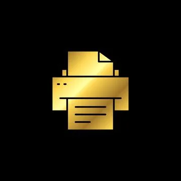 Gold Color Printer Icon Vector Template Stock Illustration