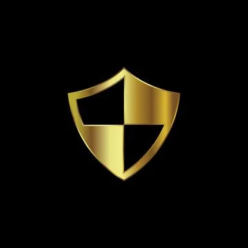 Gold Color Shield Secure Protection Icon Vector Template Stock Illustration
