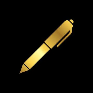 Gold Color Simple Pen Icon Vector Template Stock Illustration