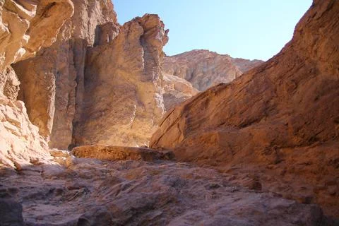 The gold colored canyon in the Death Valley desert Stock Photos