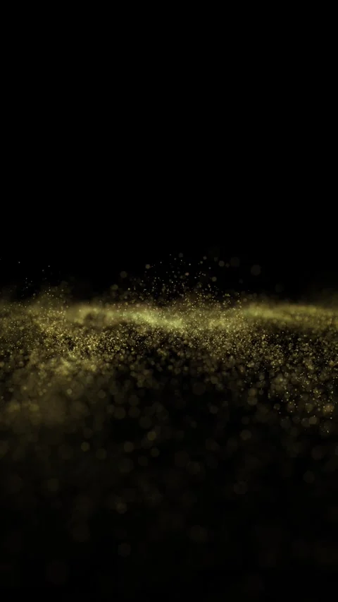 Gold colored dotted waves loop motion on clean black vertical background Stock Footage 345682535